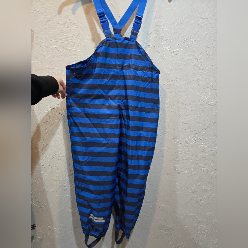 Blue Stripped  Snow Pants Bib Overalls Size 7-8